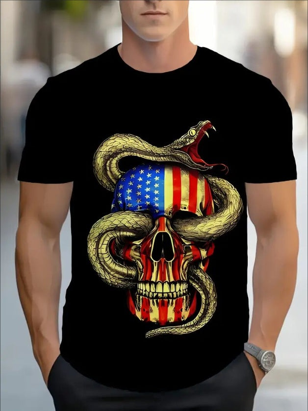 Venom & Valor Graphic Tee – Skull Flag Coil - Namparoger