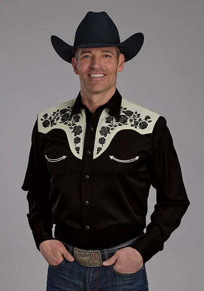 Roper 2207 Old West Embroidery (Black) - Men's Western Shirt