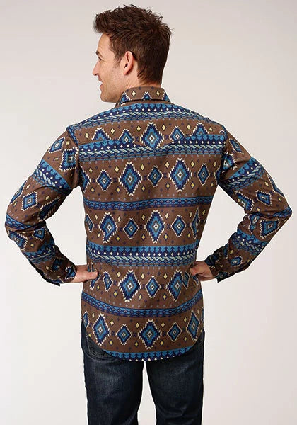 Roper 1265 Chocolate Aztec Print (Brown) - Men's Western Shirt