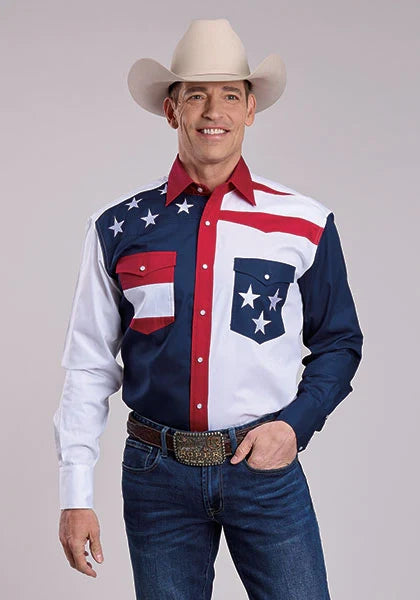 Roper 9503 Colorblock Americana (Multi) - Men's Western Shirt