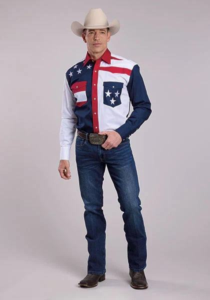 Roper 9503 Colorblock Americana (Multi) - Men's Western Shirt