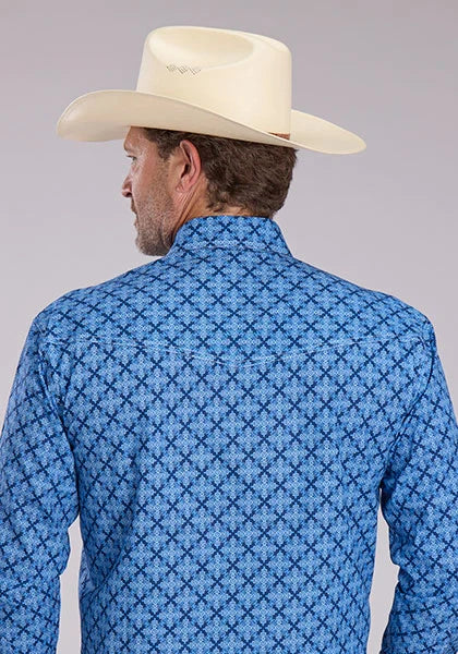 Roper 2497 Ribbon Medallion (Blue) - Men's Western Shirt