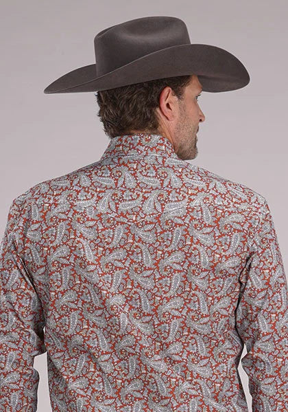 Roper 2499 Clay Paisley (Orange) - Men's Western Shirt