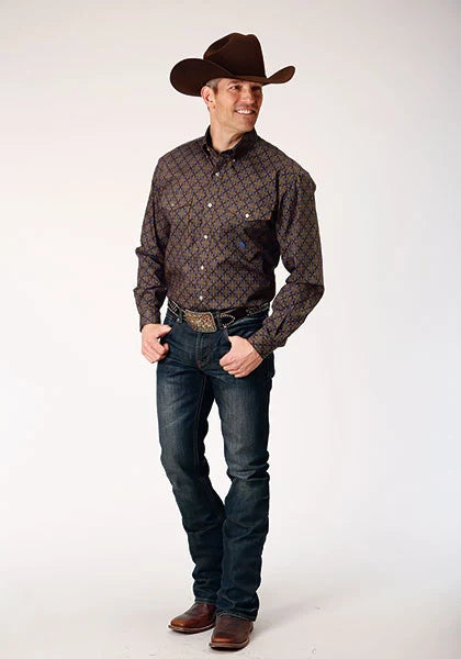 Roper 1839 Diamond Medallion (Brown) - Men's Western Shirt