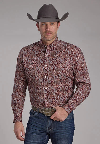 Roper 2242 Sangria Paisley (Wine) - Men's Western Shirt