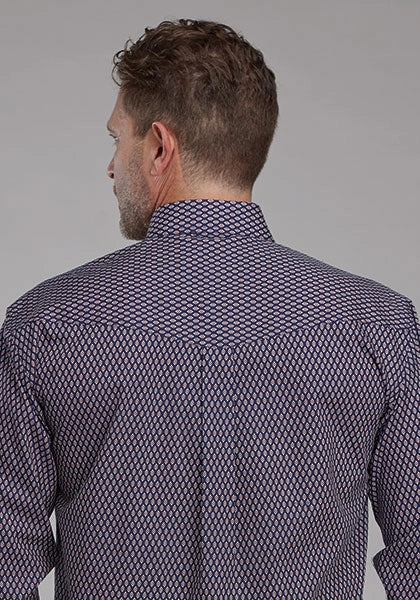 Roper 2157 Diamond Eye Geo (Blue) - Men's Western Shirt
