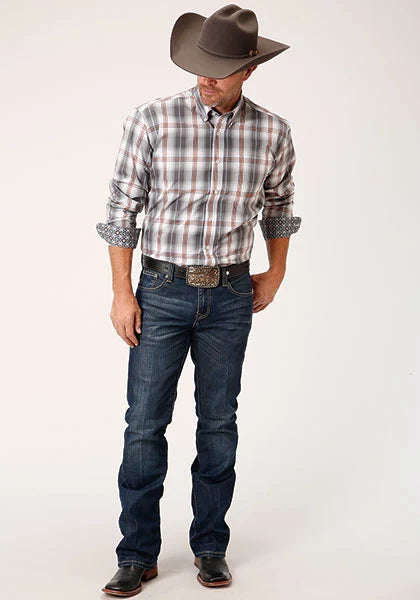 Roper 1457 Smokey Plaid (Grey) - Men's Western Shirt