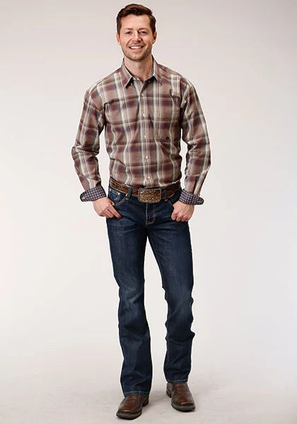 Roper 1229 Cider Plaid (Brown) - Men's Western Shirt