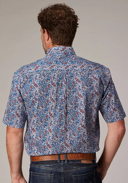 Roper 2024 River Paisley (Blue) - Men's Short Sleeve Shirt