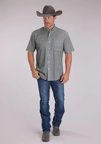 Roper 2501 Medallion Foulard (Grey) - Men's Short Sleeve Shirt