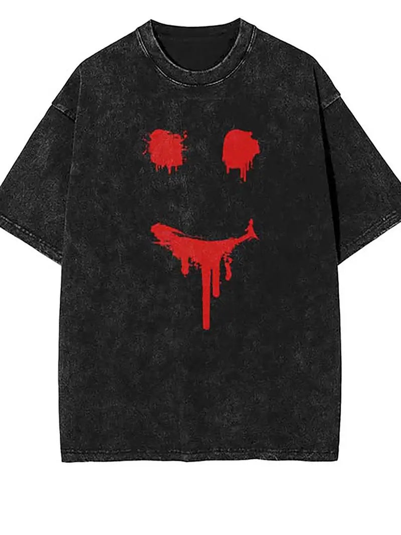 Smiley Bleeds Graphic Tee – Washed Black - Namparoger 