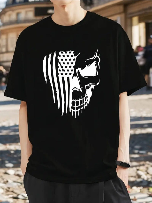 Skull & Stripes Graphic Tee – Blackout Patriot Edition - Namparoger 
