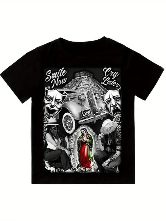 Smile Now Cry Later Graphic Tee – Lowrider Saints Edition - Namparoger 