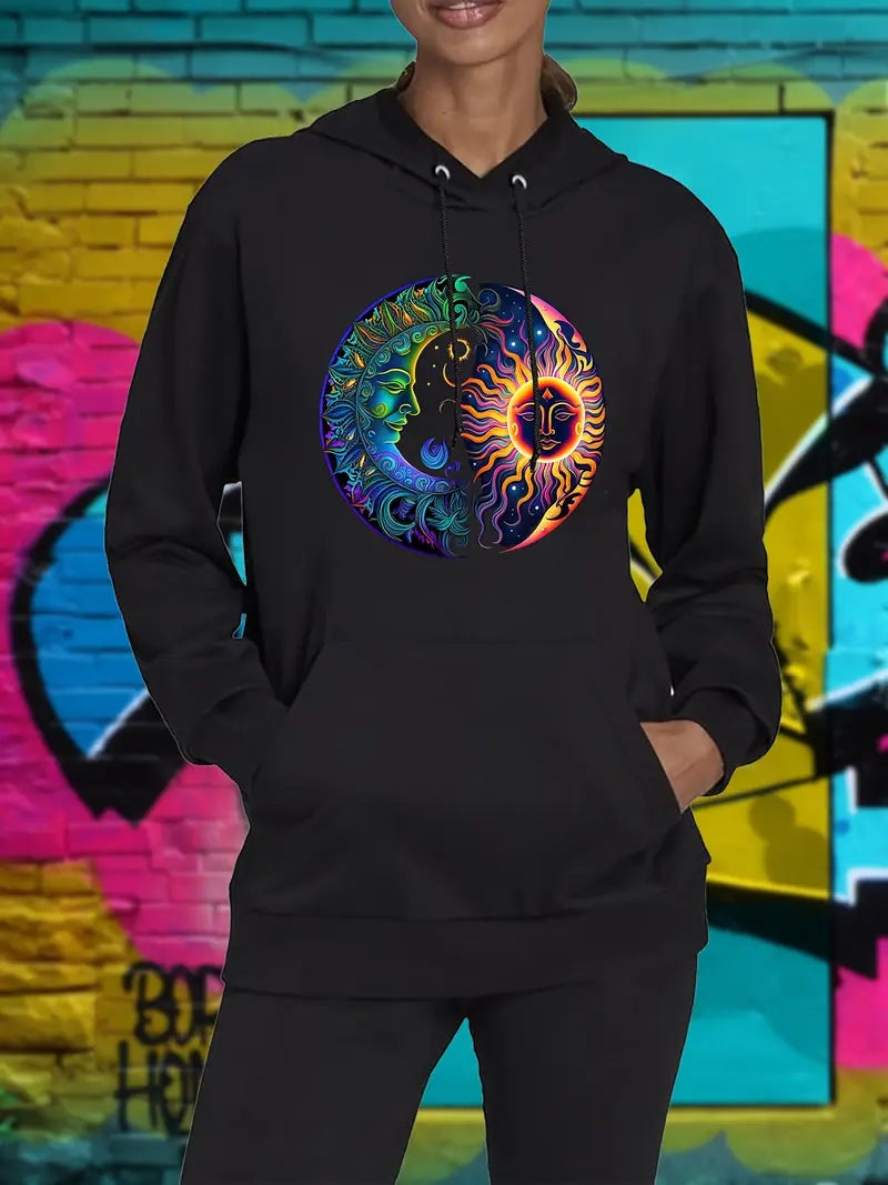 Mystic Duality Graphic Hoodie – Sun, Moon, and Soul Edition - Namparoger 