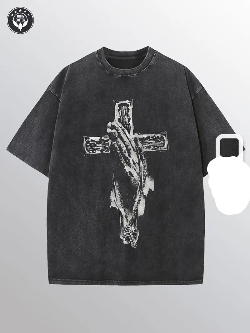 Faded Grace Graphic Tee– Cross & Hands Edition - Namparoger 