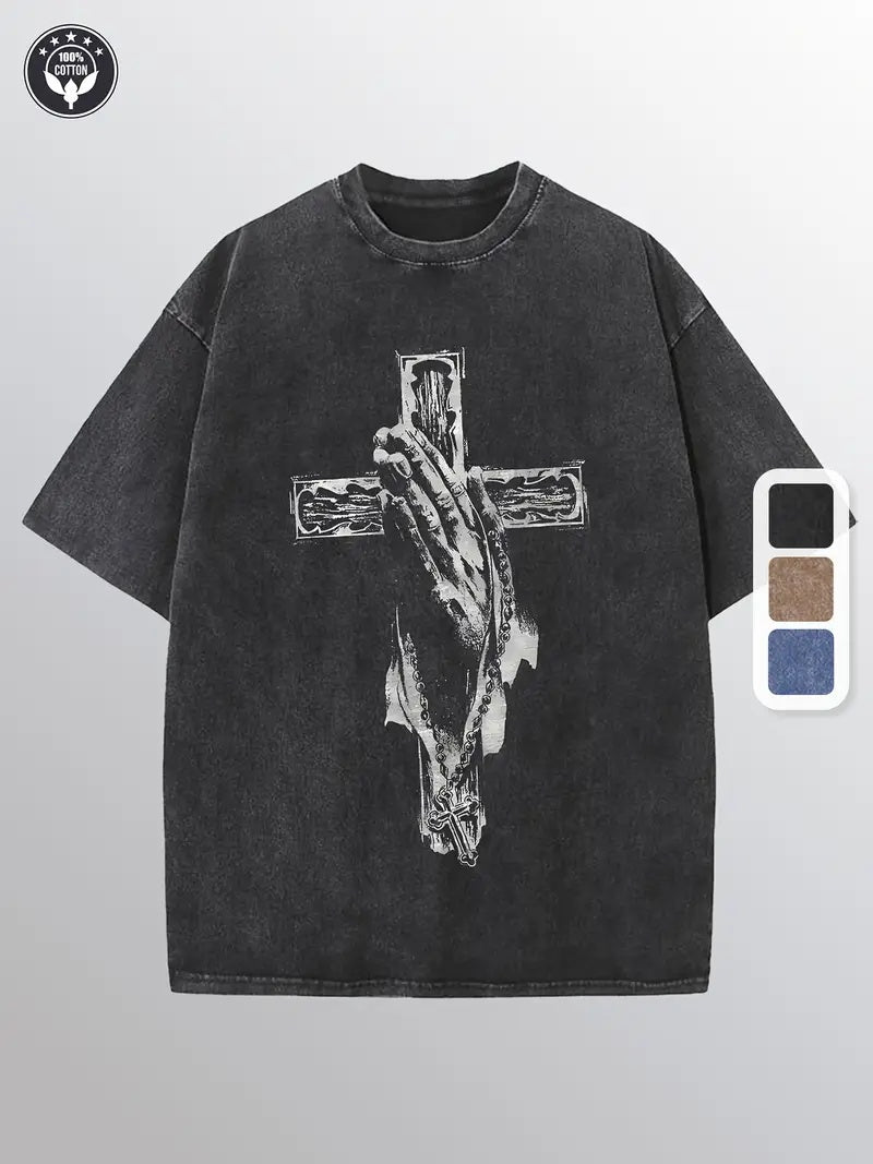 Faded Grace Graphic Tee– Cross & Hands Edition - Namparoger 