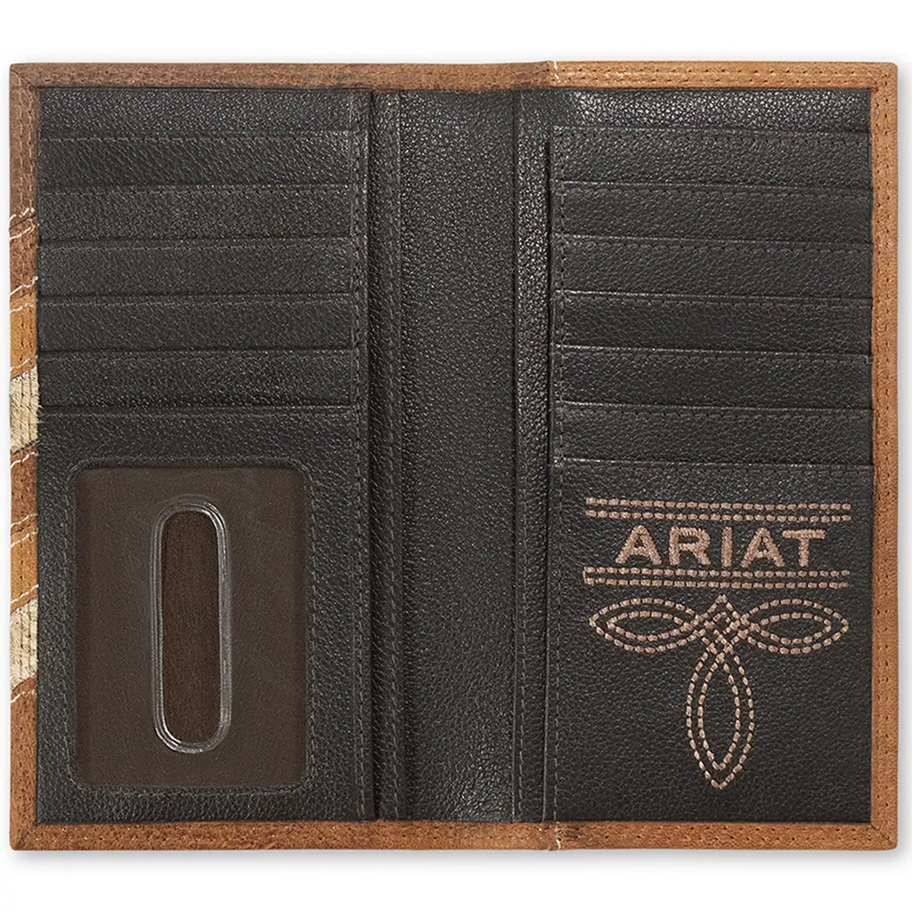 Ariat Chevron Patchwork Hair-On Leather (Brown/Tan) - Men's Rodeo Wallet