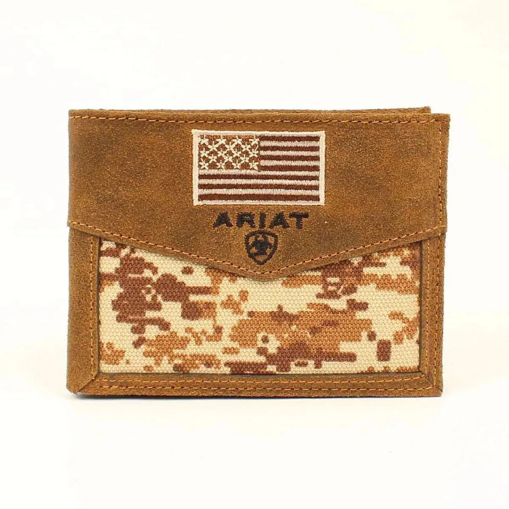 Ariat Camo Flag- Men's Bi-Fold Wallet