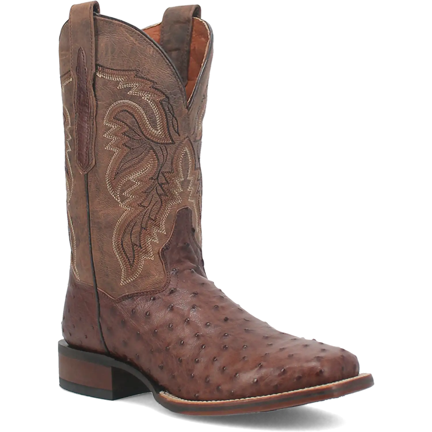 Dan Post Alamosa (Chocolate/Brown) - Men's Ostrich Skin Leather Cowboy Boots