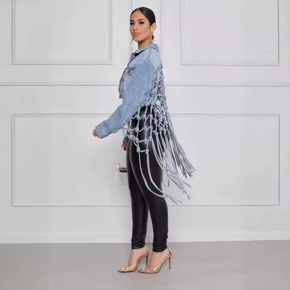 Woven Edge Denim Top