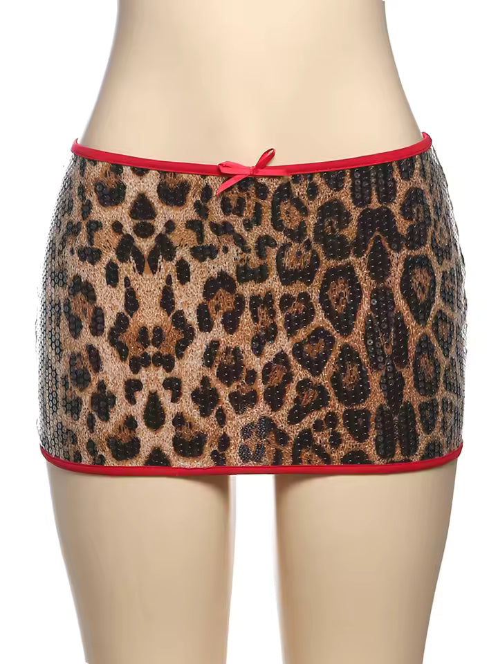 Sequined Leopard Mini Skirt