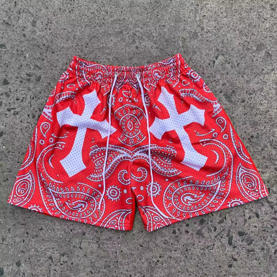 Paisley Cross Mesh Shorts