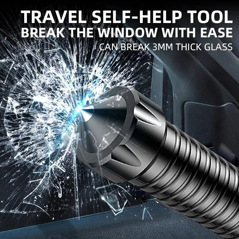 Self Defense Flashlight with window breaker tool and USB charging
