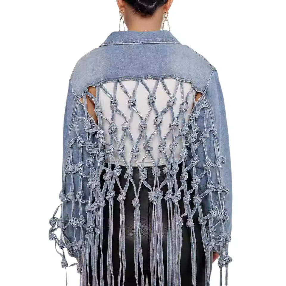 Woven Edge Denim Top