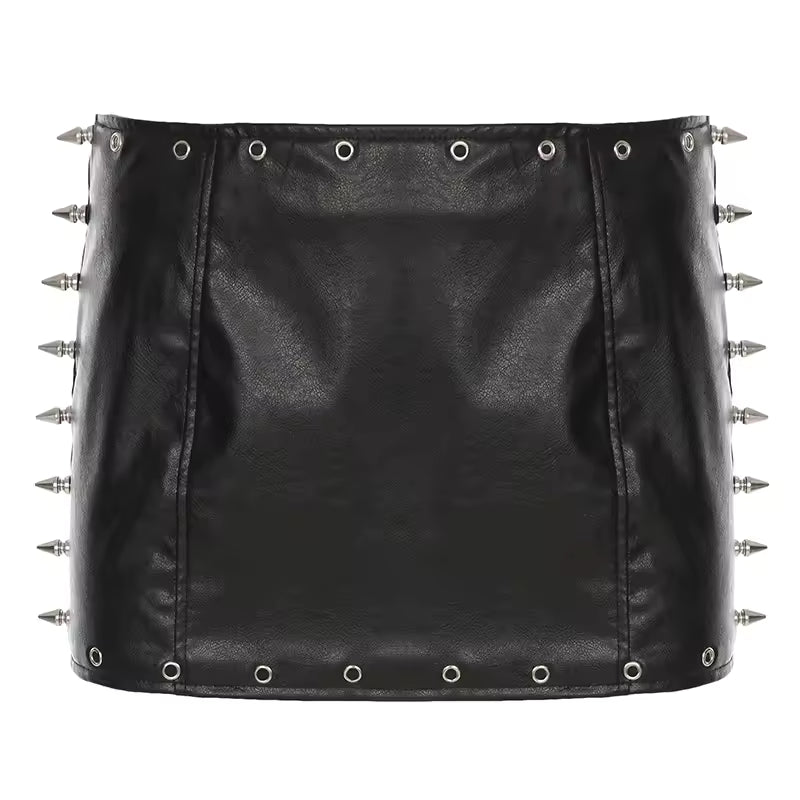Studded & Grommet Mini Skirt