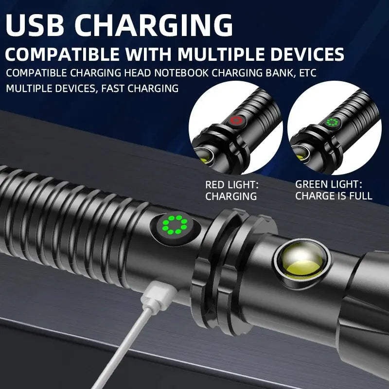 Self Defense Flashlight with window breaker tool and USB charging