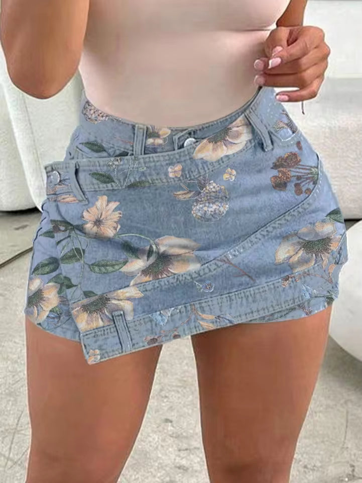 Blossom Wrap Denim Skort
