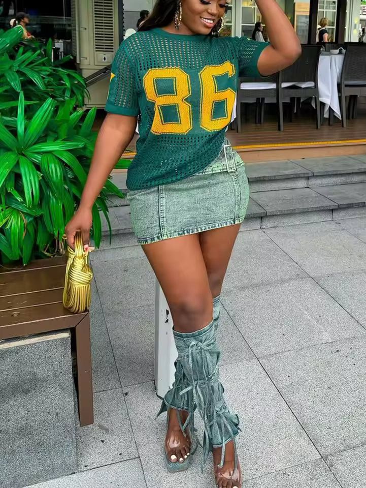 Knitted Football Jersey Top