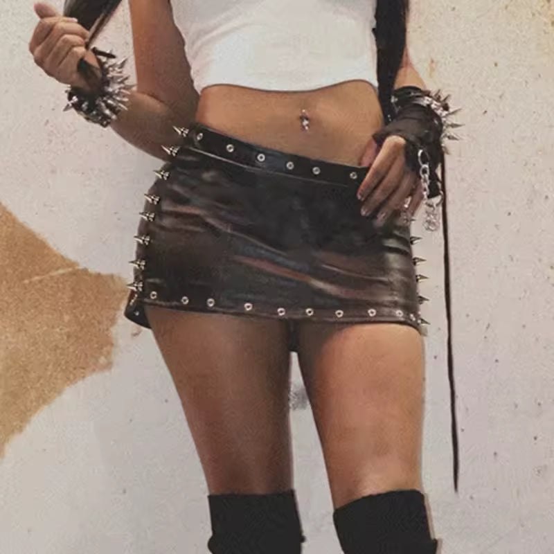 Studded & Grommet Mini Skirt