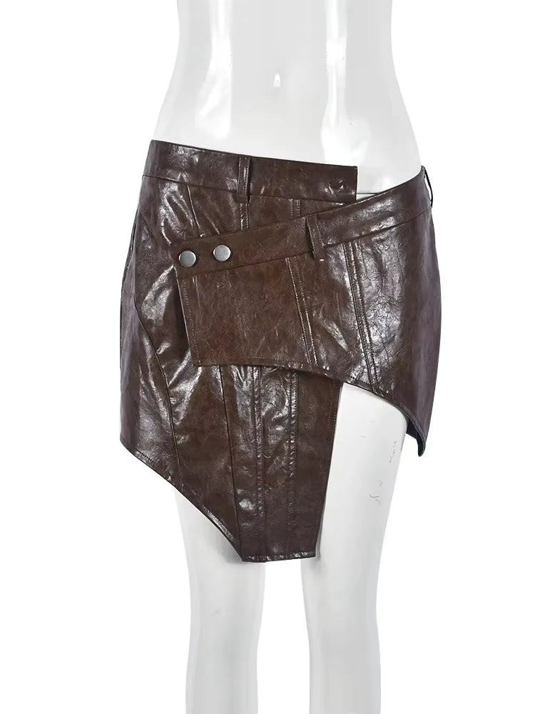 Draped Faux Leather Skirt