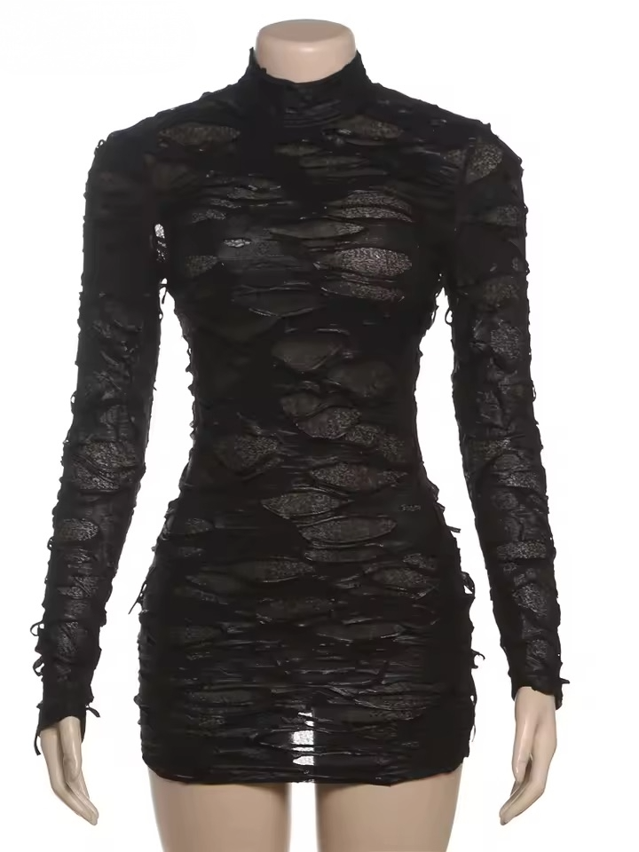 The Midnight Ribbed Mini Dress