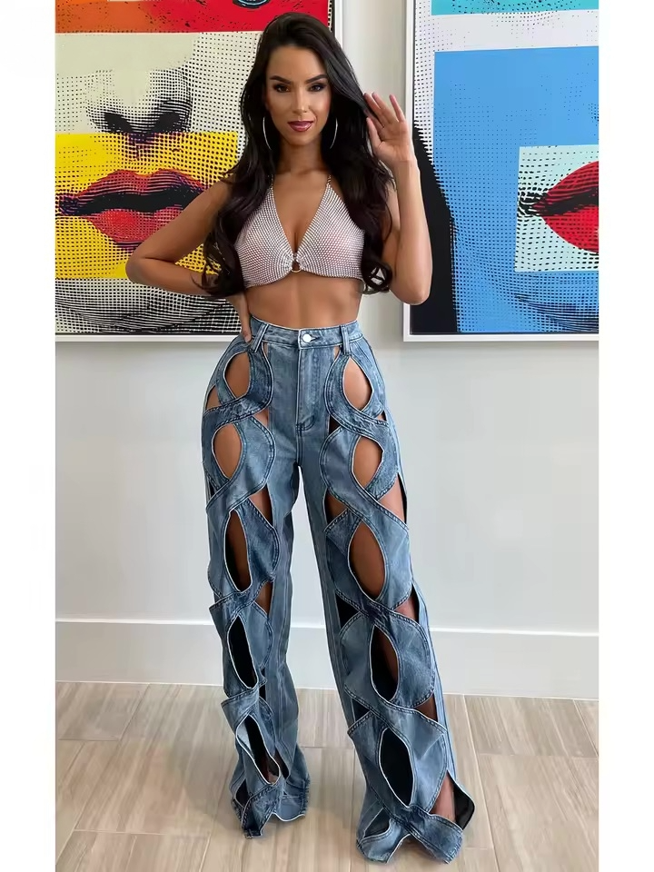 Woven Detail Denim Jeans