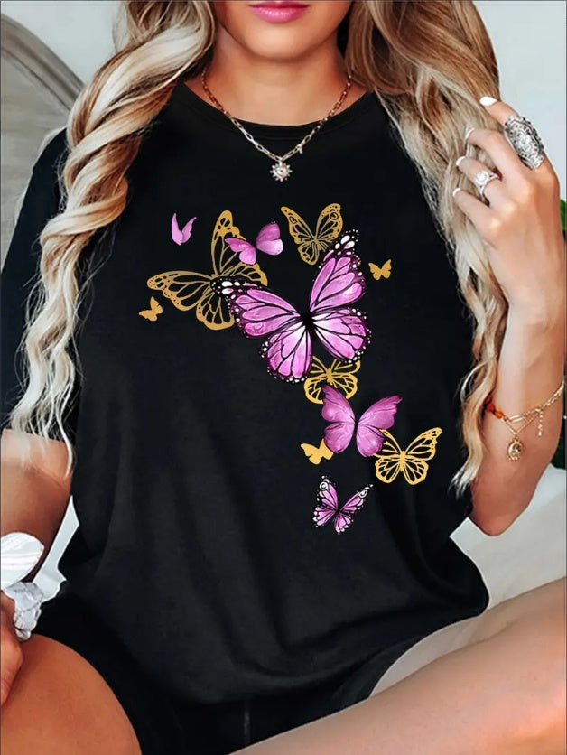 Butterfly Drift Graphic Tee – Midnight Bloom Edition - Namparoger 