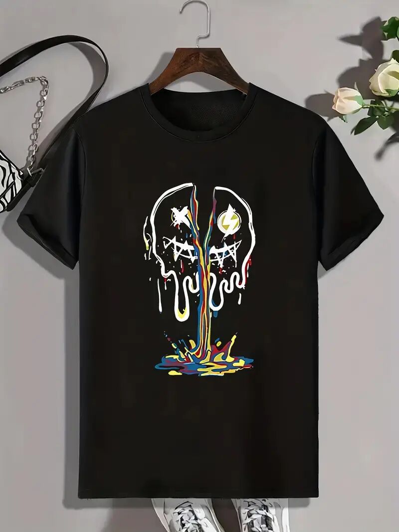 Split Skull Melt Graphic Tee – Electric Chaos Edition - Namparoger 