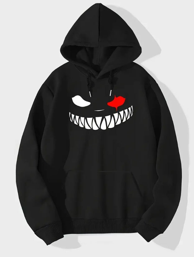 Split-Eyed Mischief Graphic Hoodie– Blackout Edition - Namparoger 