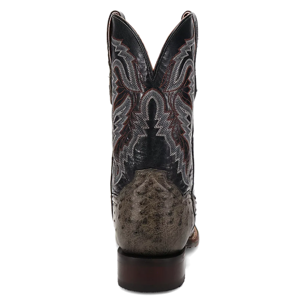 Dan Post Alamosa (Grey/Black)  - Men's Ostrich Skin Leather Cowboy Boots