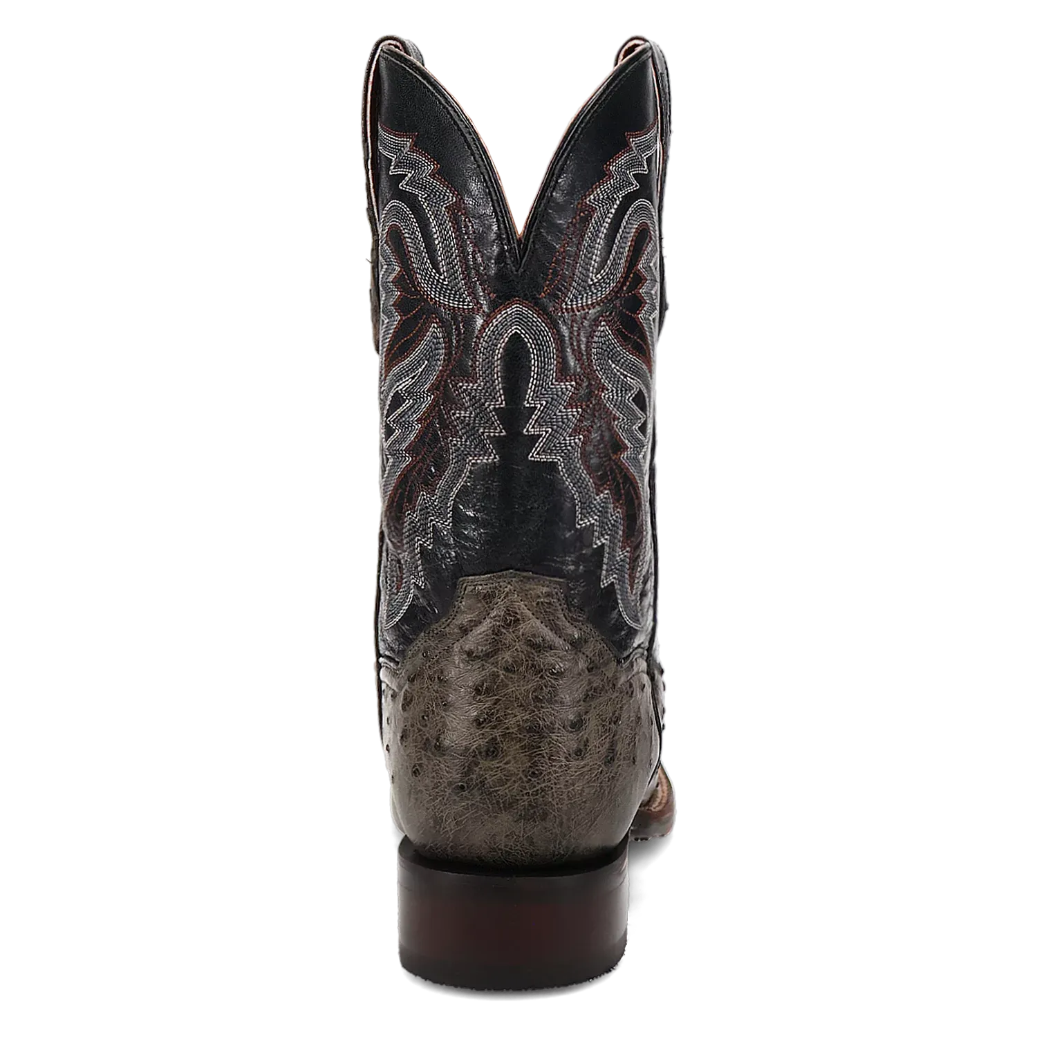 Dan Post Alamosa (Grey/Black)  - Men's Ostrich Skin Leather Cowboy Boots
