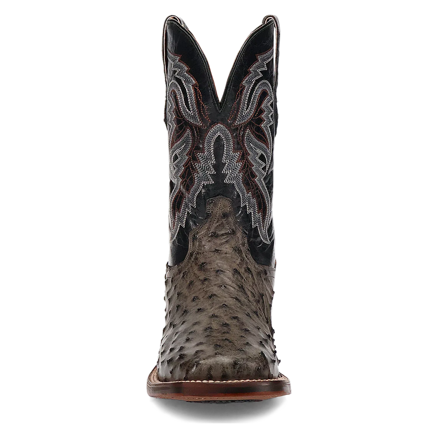 Dan Post Alamosa (Grey/Black)  - Men's Ostrich Skin Leather Cowboy Boots
