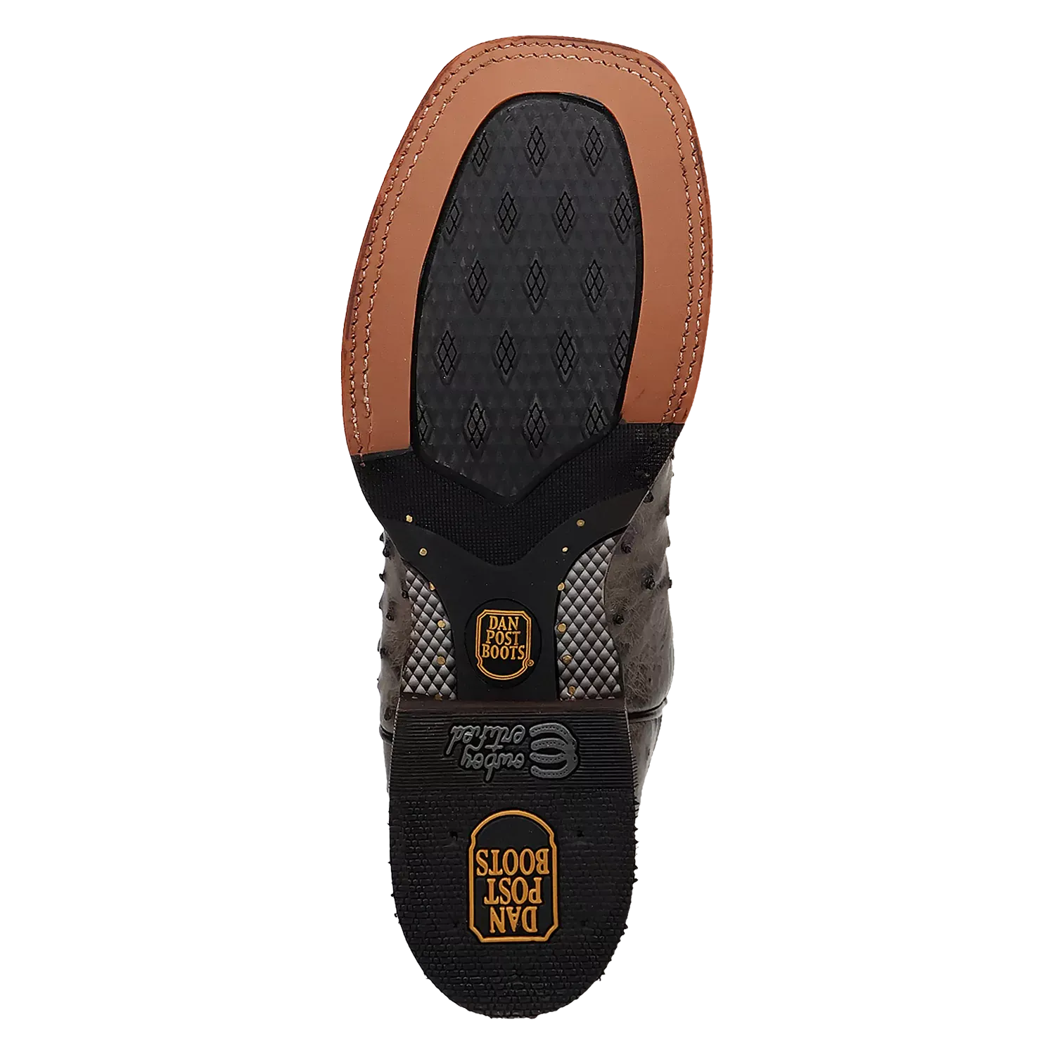 Dan Post Alamosa (Grey/Black)  - Men's Ostrich Skin Leather Cowboy Boots