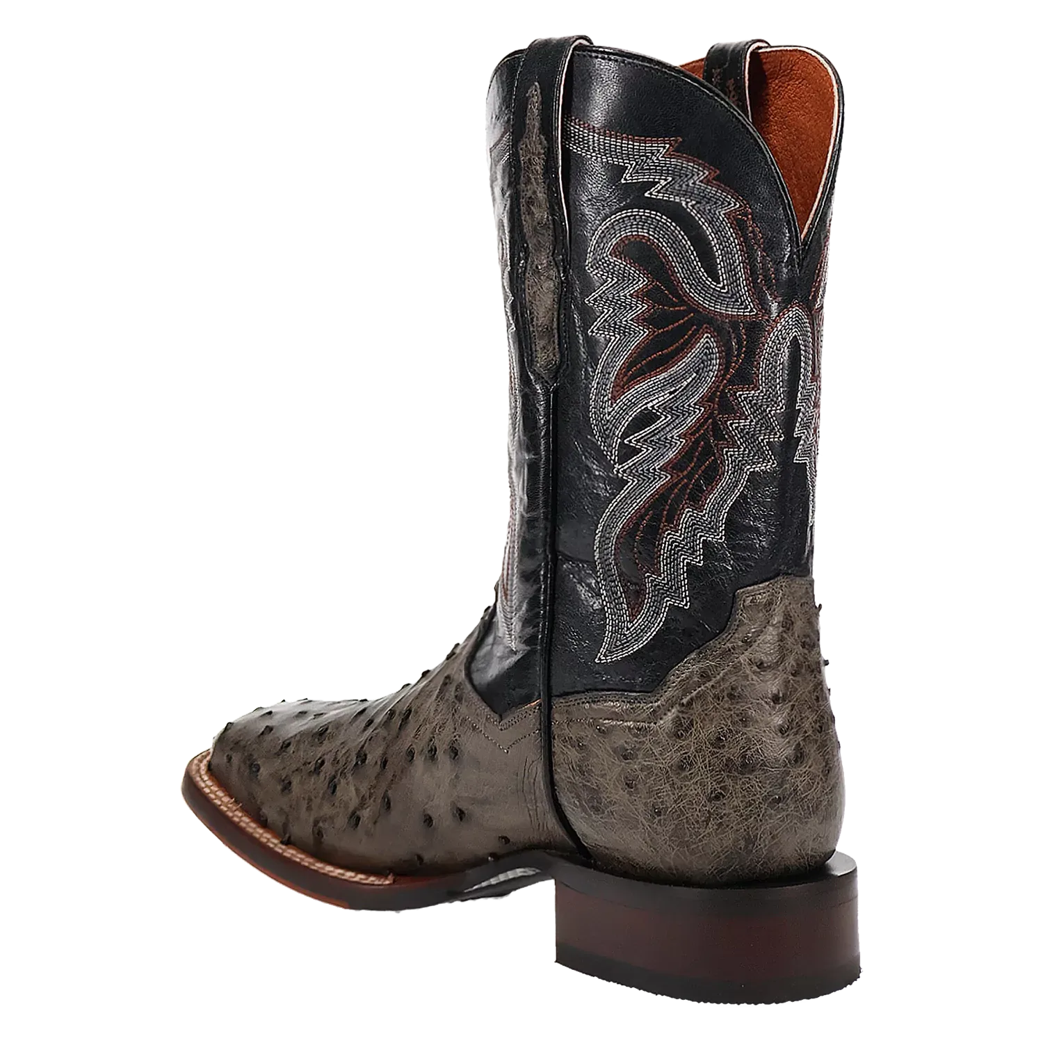Dan Post Alamosa (Grey/Black)  - Men's Ostrich Skin Leather Cowboy Boots